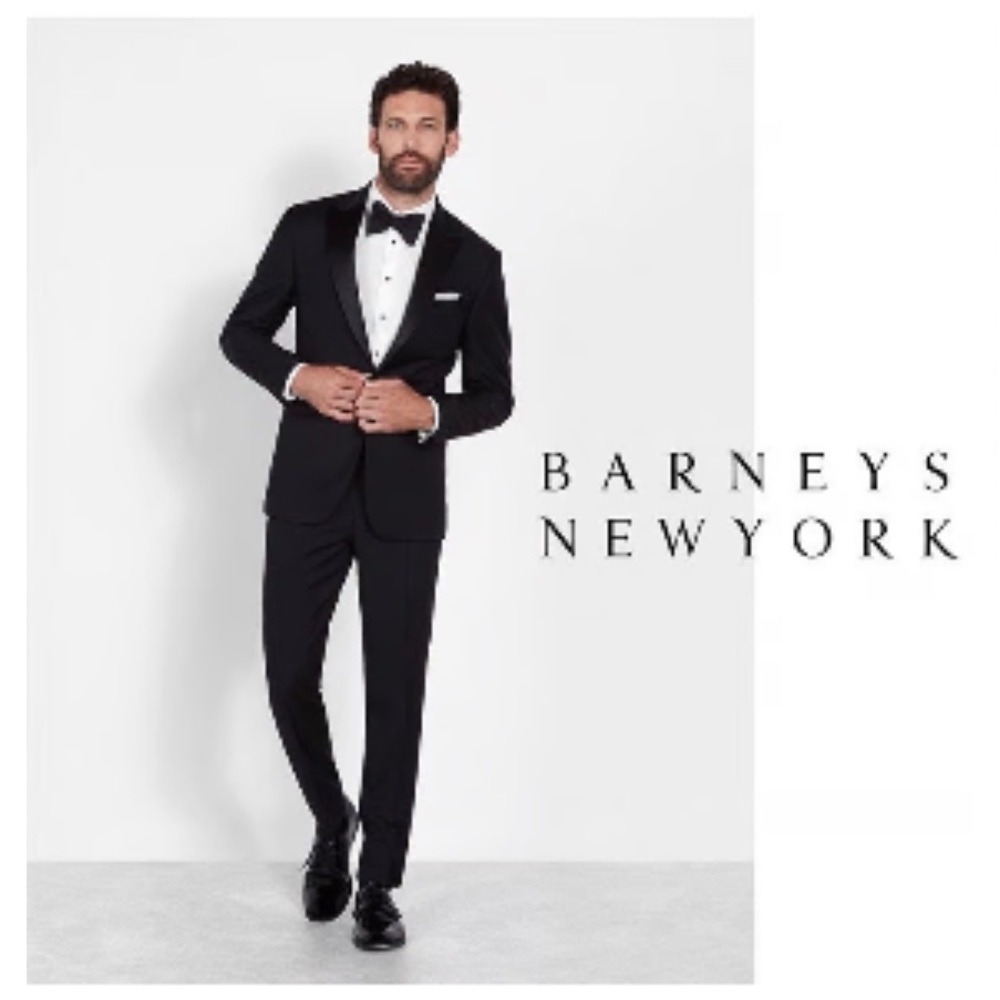 Vtg Bill Blass Barneys Men’s Single Button Black Wool Pleated Pants Tuxedo Suit